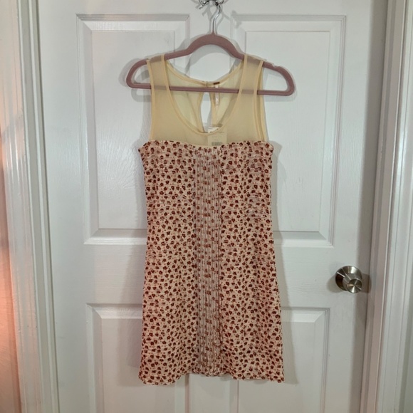 Free People Mesh Floral Ruched Sleeveless Mini Dress Size Small - Picture 7 of 7